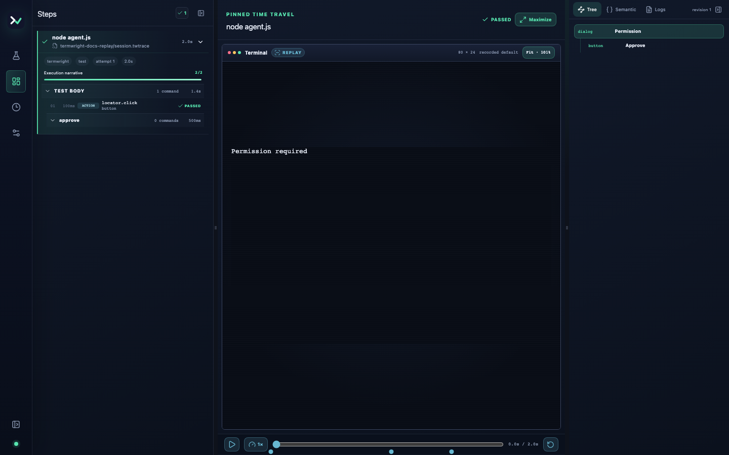 The semantic inspector showing a dialog and its controls.
